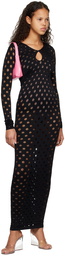 Maisie Wilen Black Perforated Midi Dress