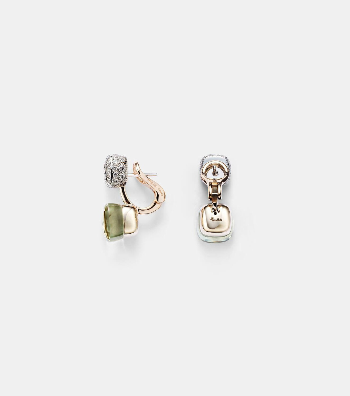 Pomellato Nudo 18kt rose and white gold earrings with prasiolites and diamonds