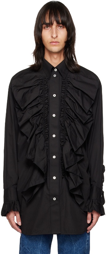 Photo: Meryll Rogge Black Tuxedo Ruffle Shirt Minidress