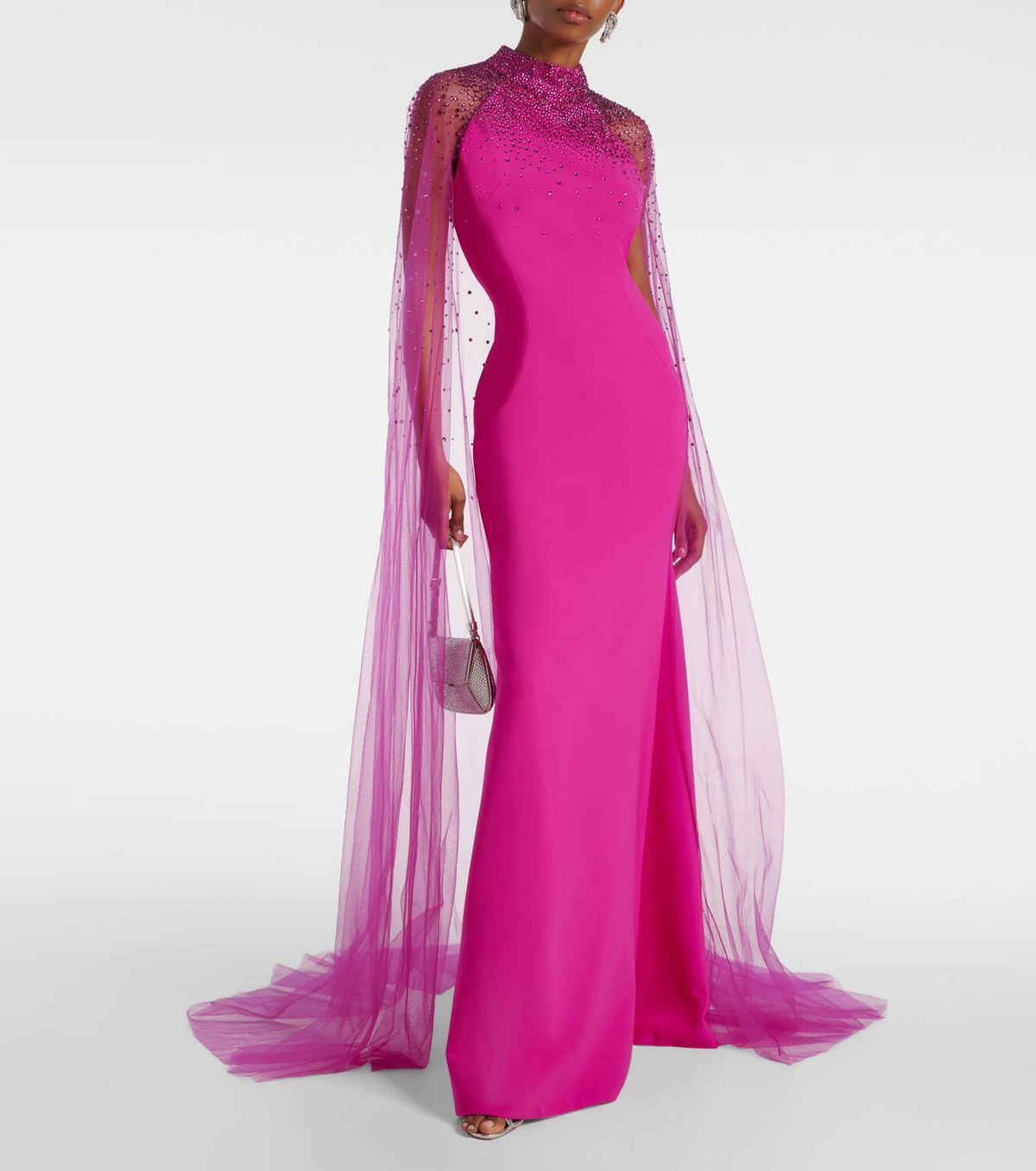 Jenny Packham Limelight crystal-embellished caped gown Jenny