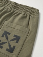 Off-White - Tapered Logo-Print Cotton-Jersey Sweatpants - Green