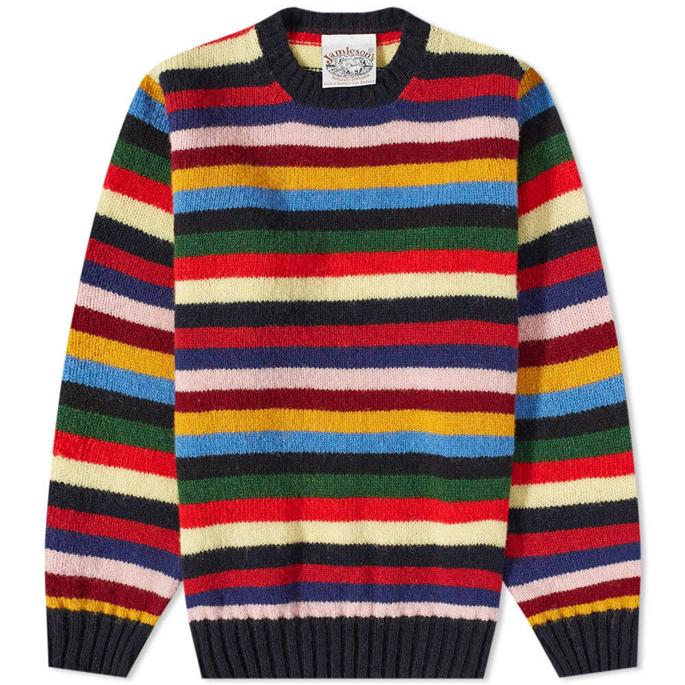 Jamieson's of Shetland Men's Stripe Crew Knit in Multi