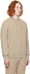 BOSS Beige Relaxed-Fit Sweatshirt