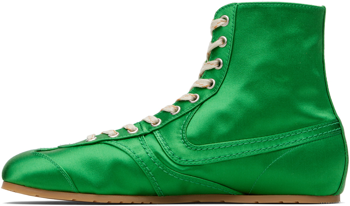 Dries Van Noten Green Satin High Top Sneakers