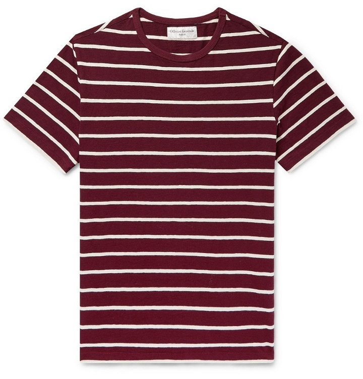 Photo: Officine Generale - Striped Cotton-Jersey T-Shirt - Men - Burgundy