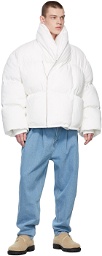 Hed Mayner White Double-Breasted Puffer Jacket