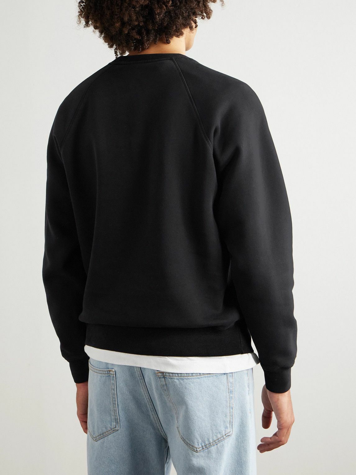 TOM FORD - Logo-Appliquéd Garment-Dyed Cotton-Jersey Sweatshirt - Black