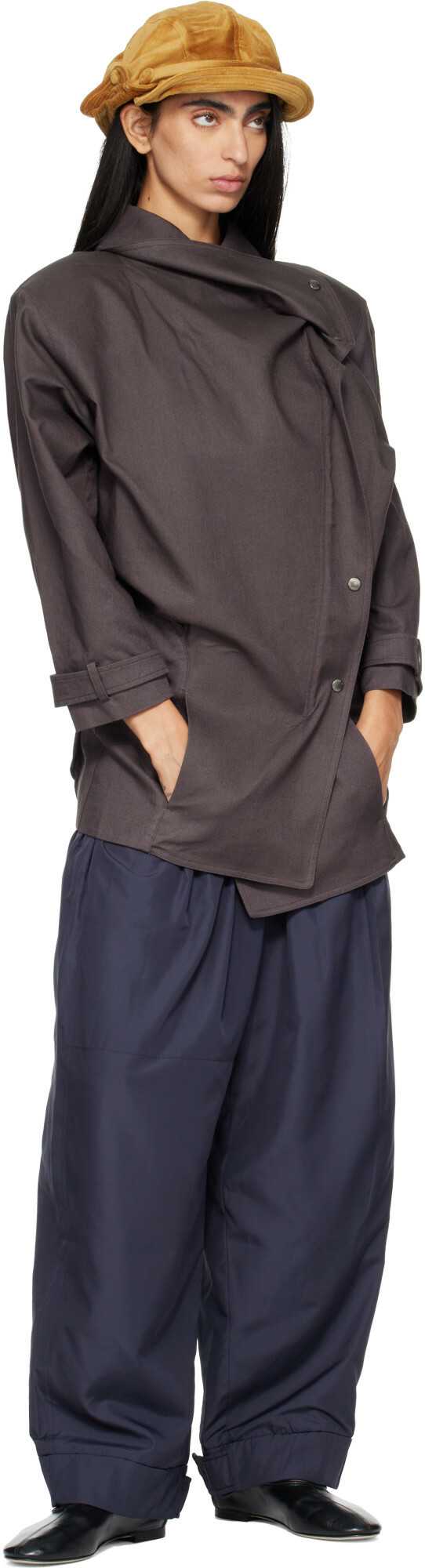 OPEN YY Navy Fluid Full Gather Trousers