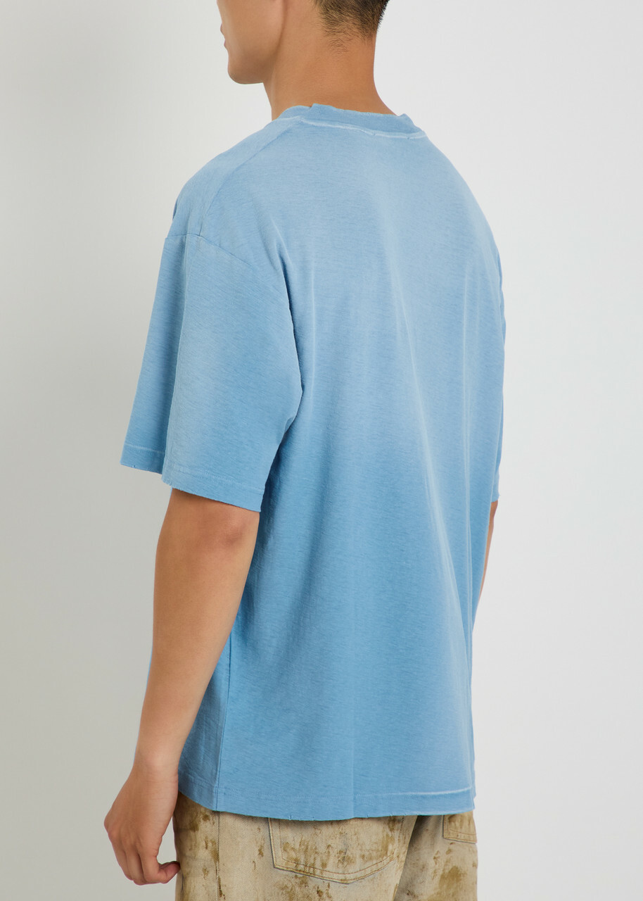 Acne Studios Logo-print Cotton-blend T-shirt Light Blue