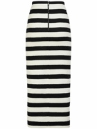 BALMAIN Striped Cotton Blend Jersey Long Skirt