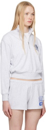 SKIMS Gray Lightweight Fleece Shrunken Quarter Zip Sweatshirt