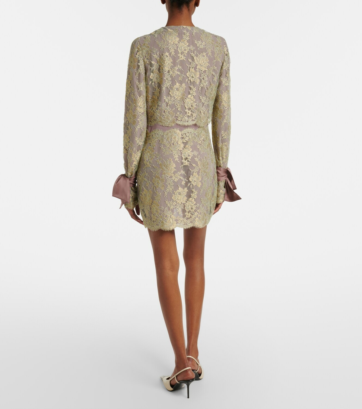 Saint Laurent Silk-trimmed lace minidress