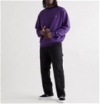 ACNE STUDIOS - Forba Oversized Logo-Appliquéd Mélange Loopback Cotton-Jersey Sweatshirt - Purple
