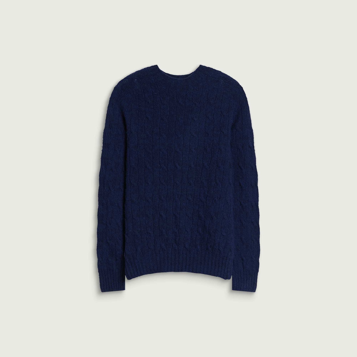 Barbour Men's Scottish Made Cable Crew in Deep Blue