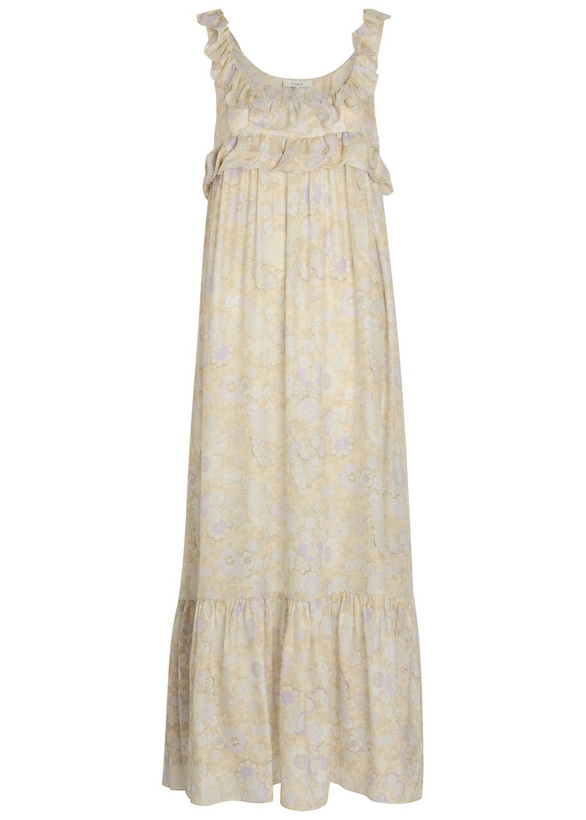 Photo: Chloe Floral-print Frill Silk Maxi Dress Purple