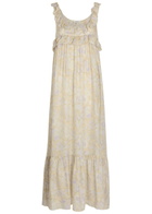 Chloe Floral-print Frill Silk Maxi Dress Purple
