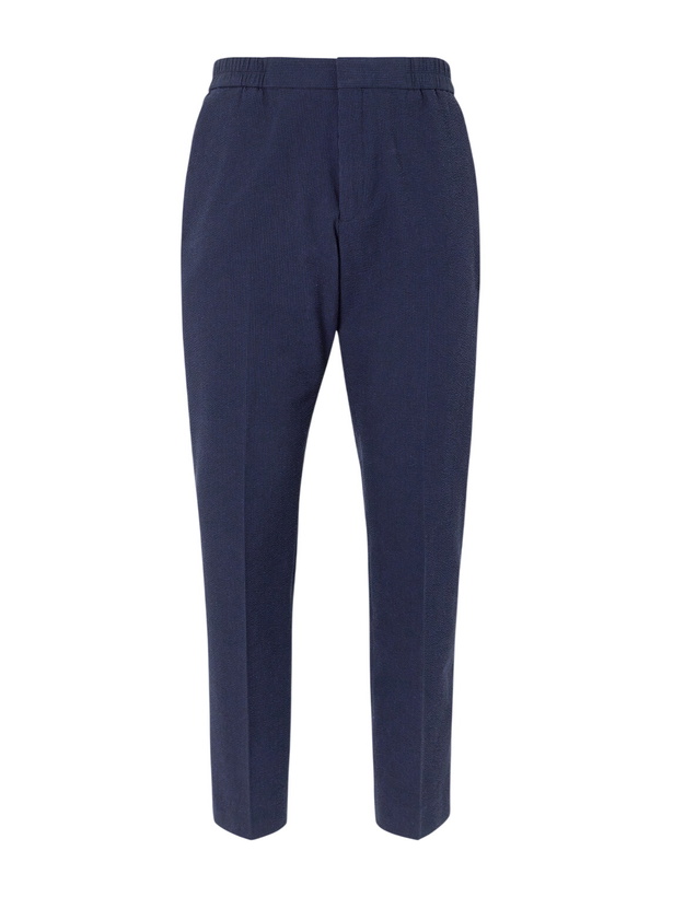 Photo: Paul Smith - Straight-Leg Cotton-Blend Seersucker Trousers - Blue