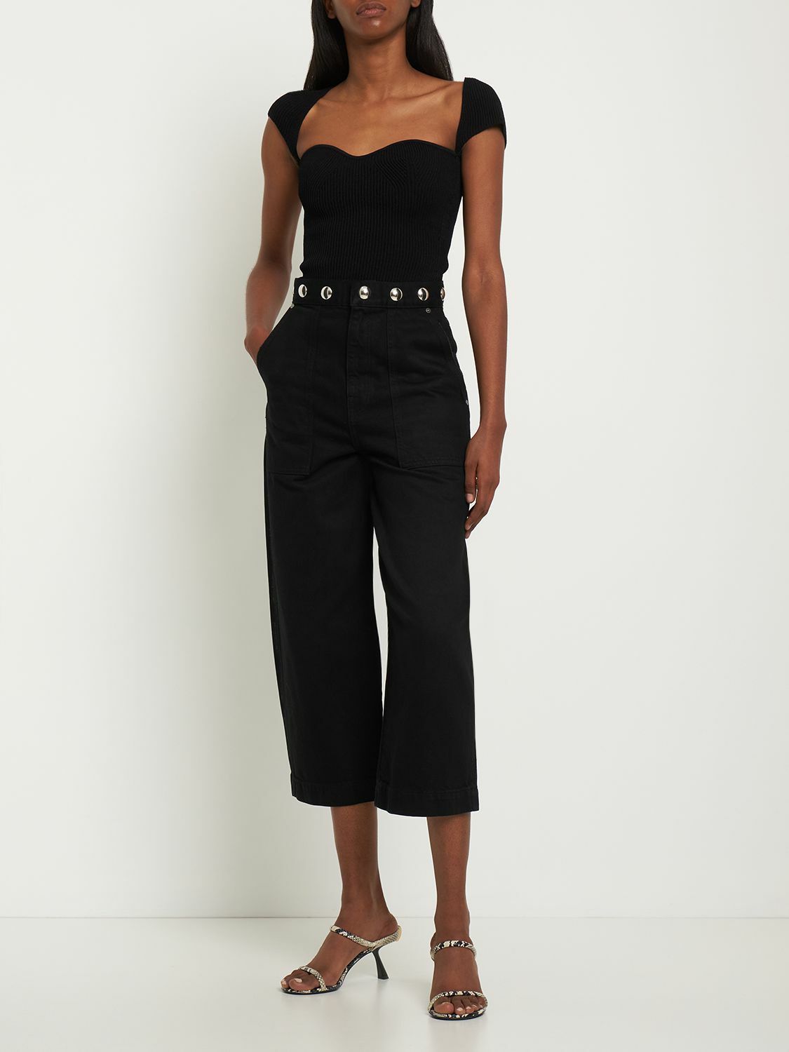 デニム・ジーパン KHAITE BLACK COTTON JEANS Bonnie Jean in Carlyle – KHAITE