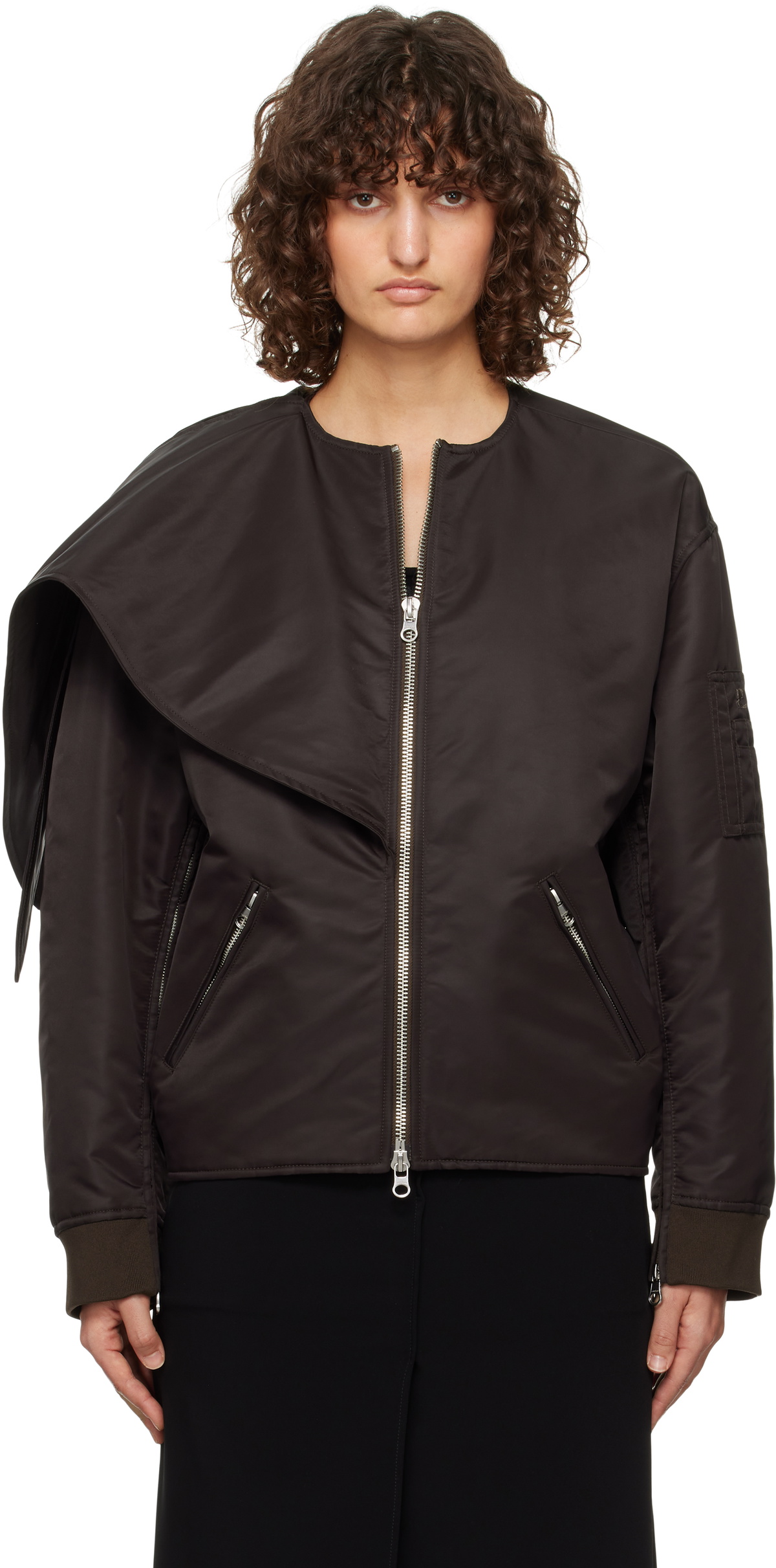 ジャケット COURREGES Women Bomber Jackets 424CBL218NY00201983 Brown Brown Bow Collar Bomber Jacket by Courrèges on Sale