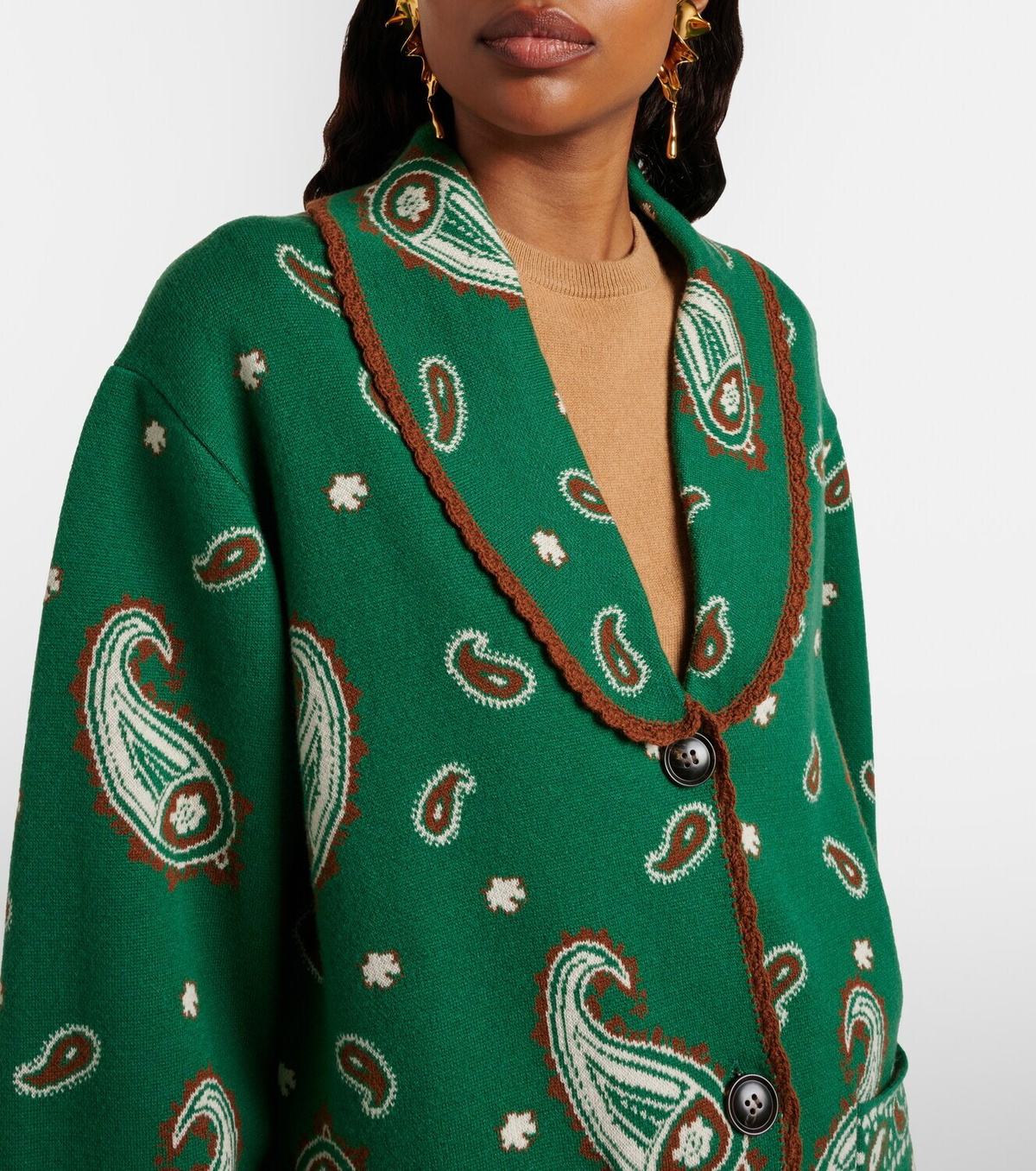 Rixo Morla paisley wool and cotton cardigan