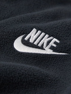 Nike - Logo-Embroidered Shell-Trimmed Fleece Half-Zip Sweatshirt - Black