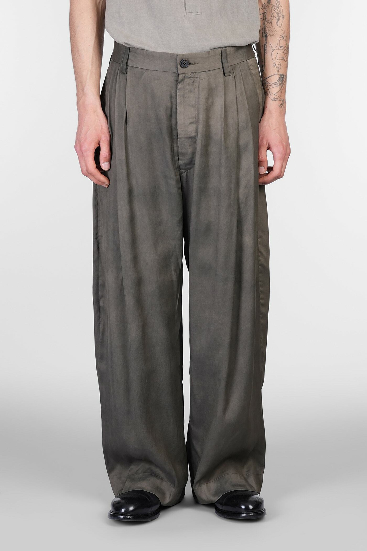 Ziggy Chen Pants In Green Viscose
