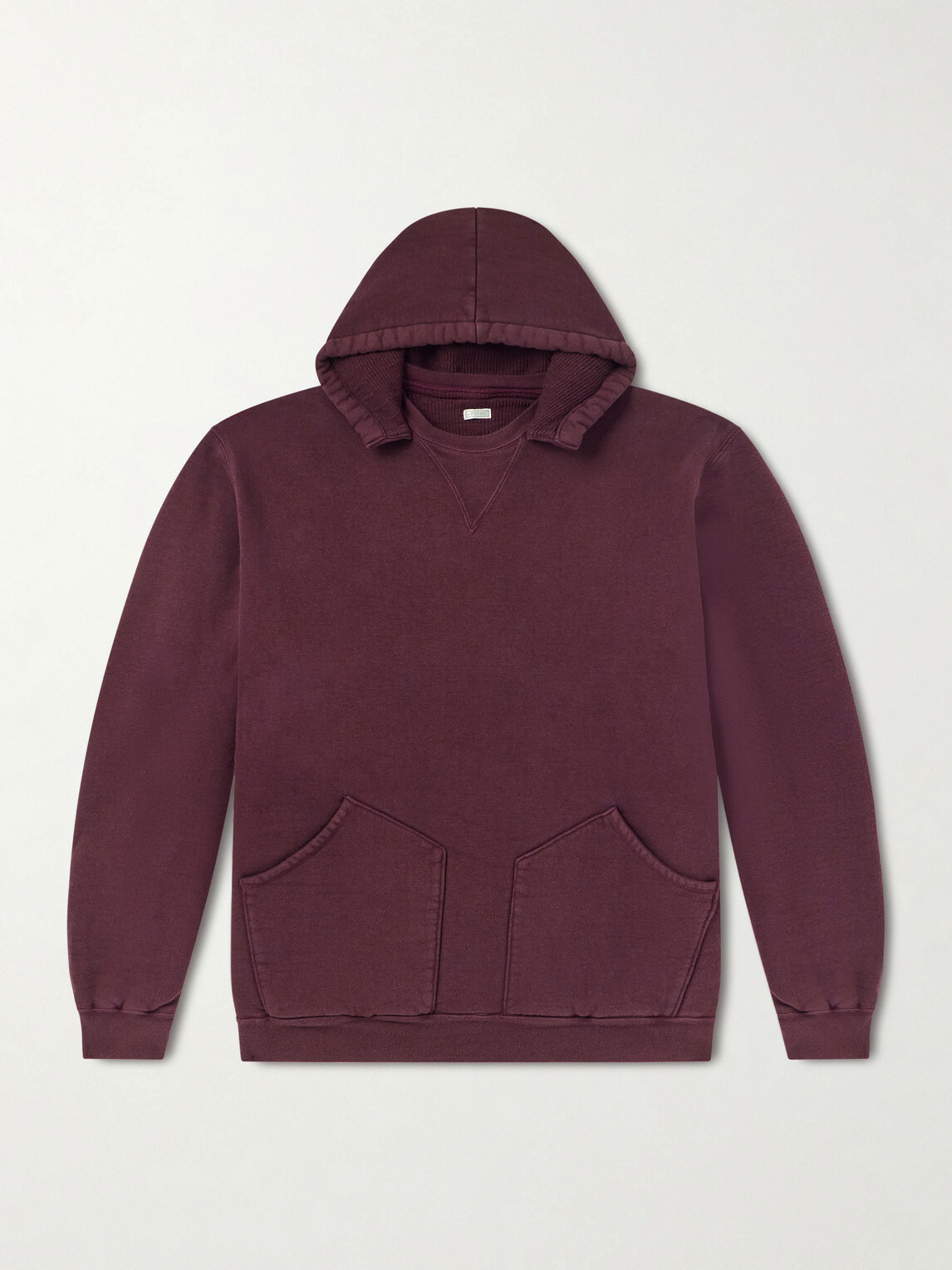 A.PRESSE - Vintage Cotton-Jersey Hoodie - Burgundy