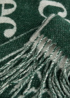 Ganni Logo-intarsia Fringed Wool Scarf - Dark Green - One Size