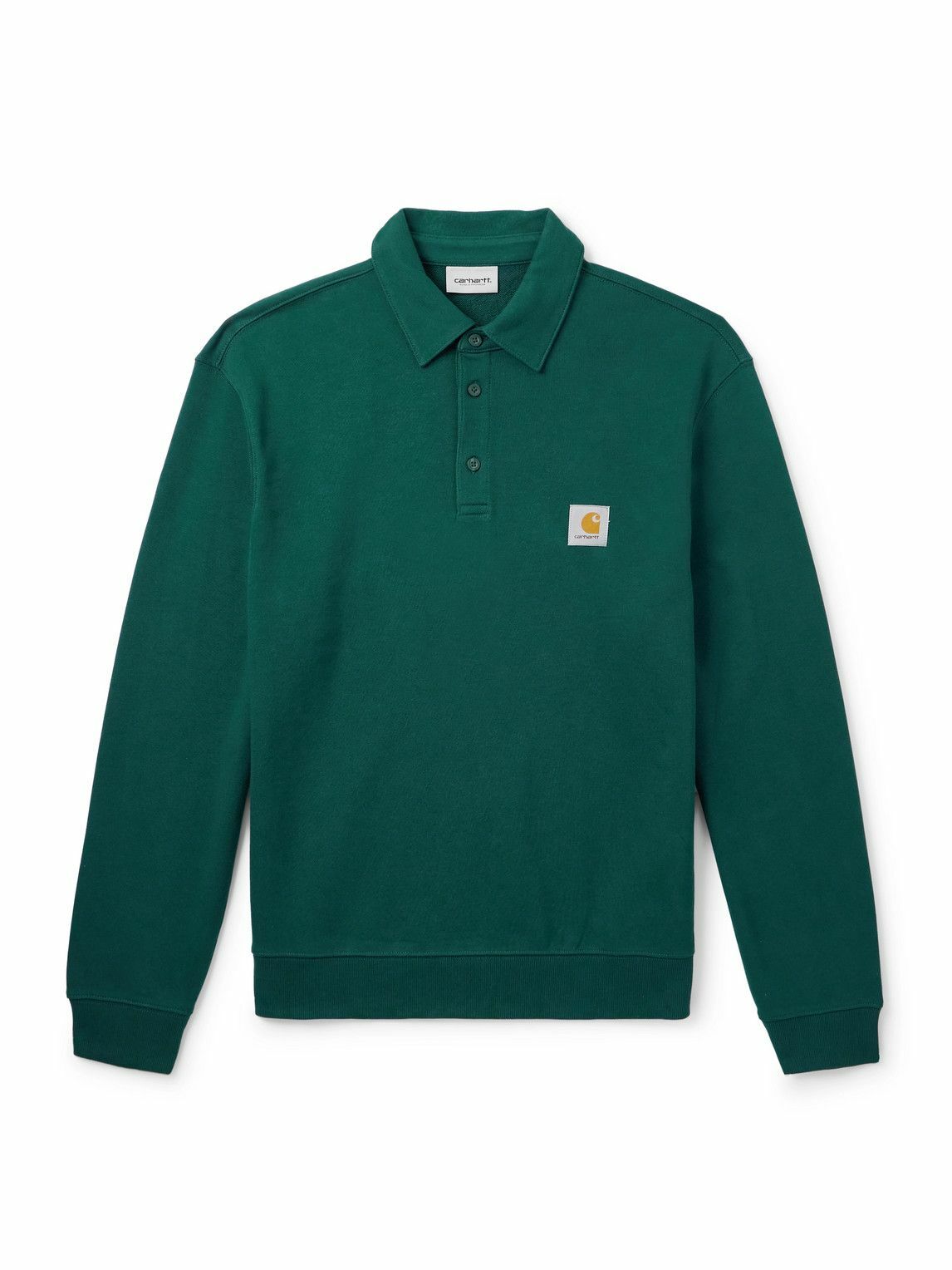 Carhartt WIP - Logo-Appliquéd Stretch-Cotton Jersey Polo Sweatshirt - Green