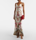 Camilla Floral silk satin maxi dress