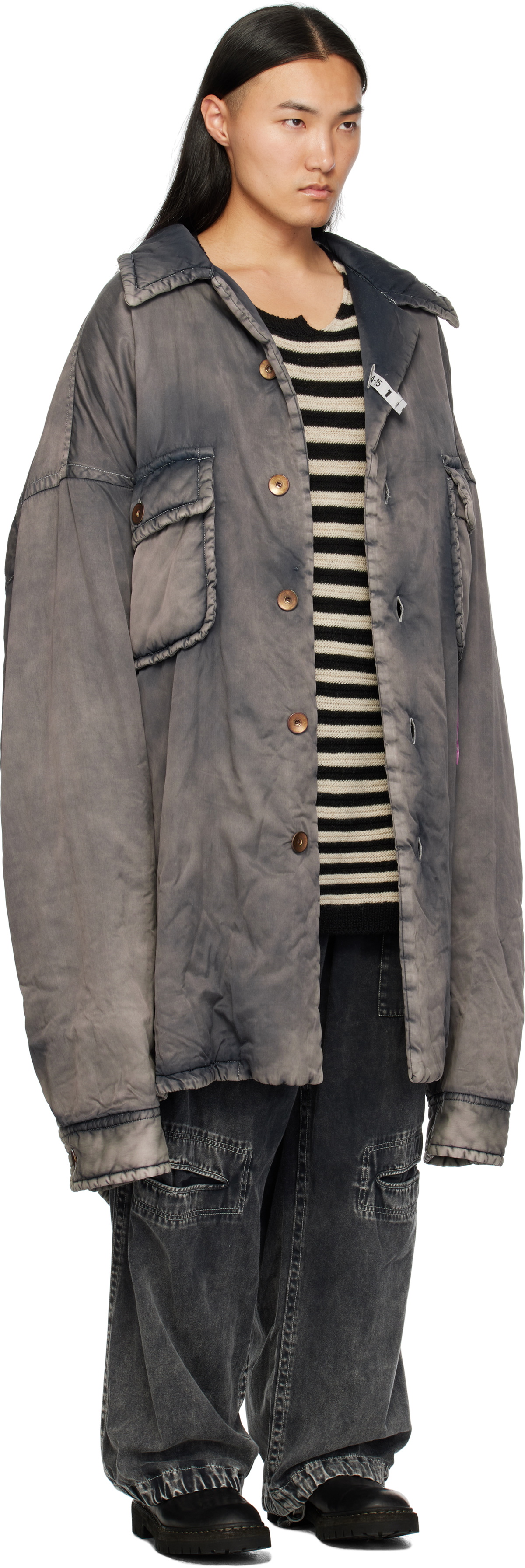 Maison MIHARA YASUHIRO Gray Distressed Huge Puffer Shirt