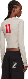 We11done Taupe '11' Print Long-Sleeve T-shirt