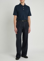 Oliver Spencer Glendale Fine-knit Polo Shirt Navy