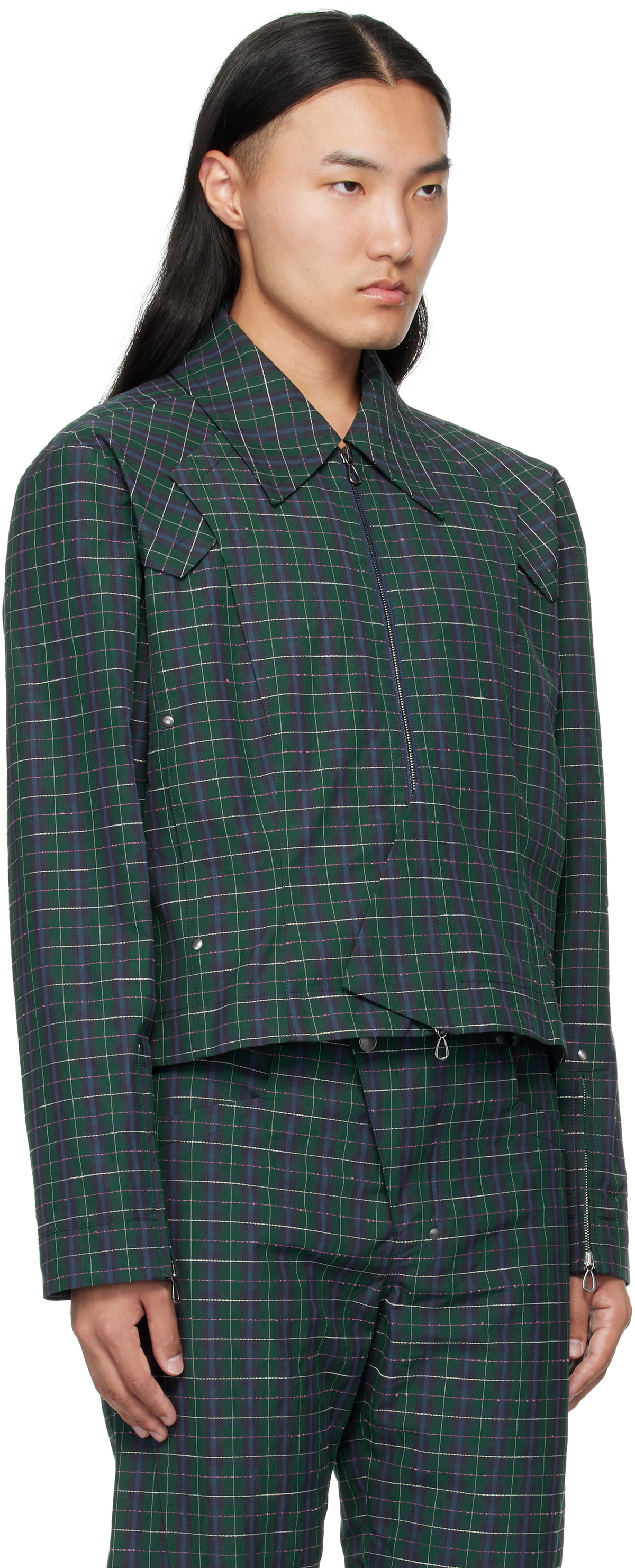 Kiko Kostadinov Green Kraner Cropped Blouson Jacket Kiko Kostadinov