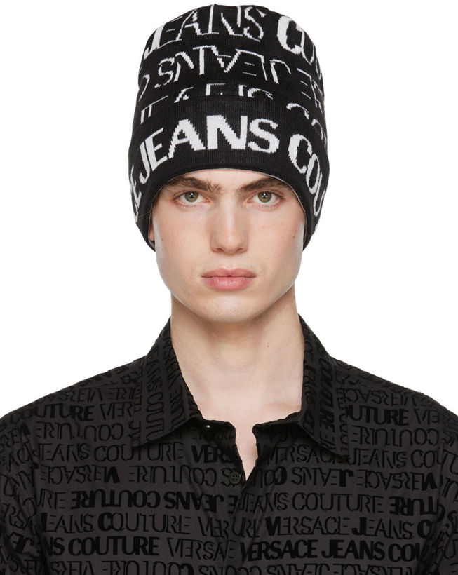 Photo: Versace Jeans Couture Black & White Knit Beanie