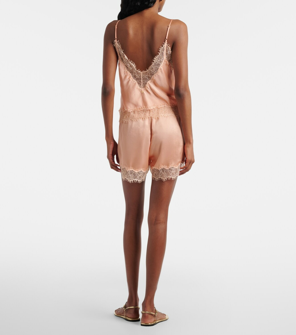 Poupette St Barth Doris lace-trimmed satin shorts