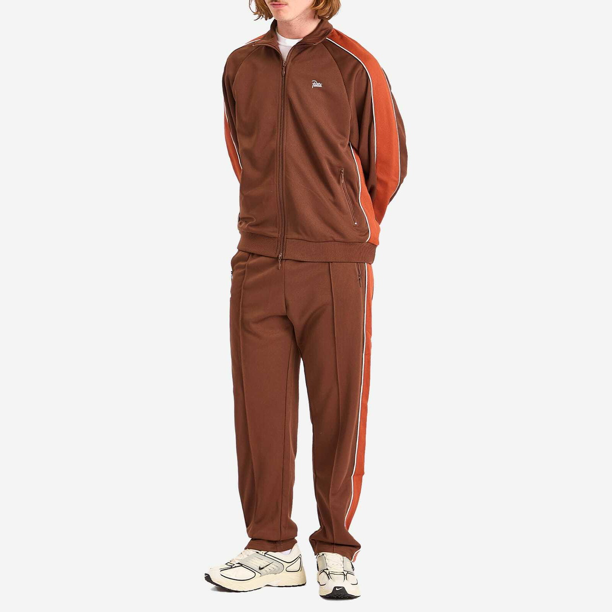 Patta Men's Tricot Track Jacket in Chestnut