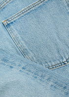Agolde Anson Frayed Denim Shorts Light Blue