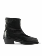 424 - Marathon Ruched Leather Cowboy Boots - Black