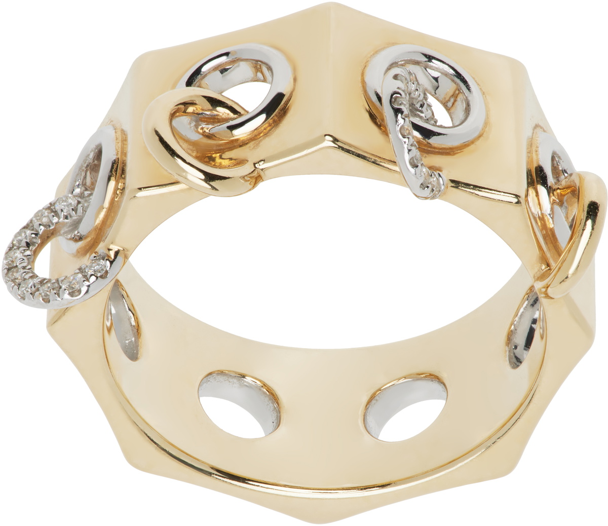 Rainbow K Gold & White Gold Eyet Ring