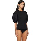 Simone Rocha Black Puff Sleeve Sculpted Contrast T-shirt