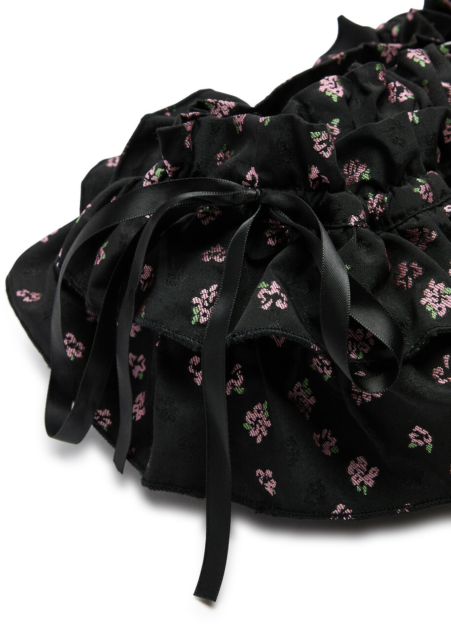 【英国発Sister Jane】Floral-jacquard top handle bag Sister Jane Pepper Floral-jacquard top Handle bag - Black