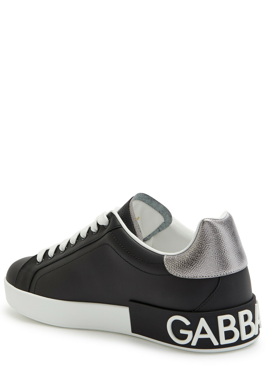 Dolce & Gabbana Portofino Panelled Leather Sneakers Black