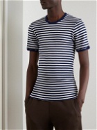 Schiesser - Friedrich Slim-Fit Striped Ribbed Organic Cotton-Jersey T-Shirt - Blue