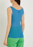 Versace Ribbed Logo-embroidered Cotton Tank top Blue