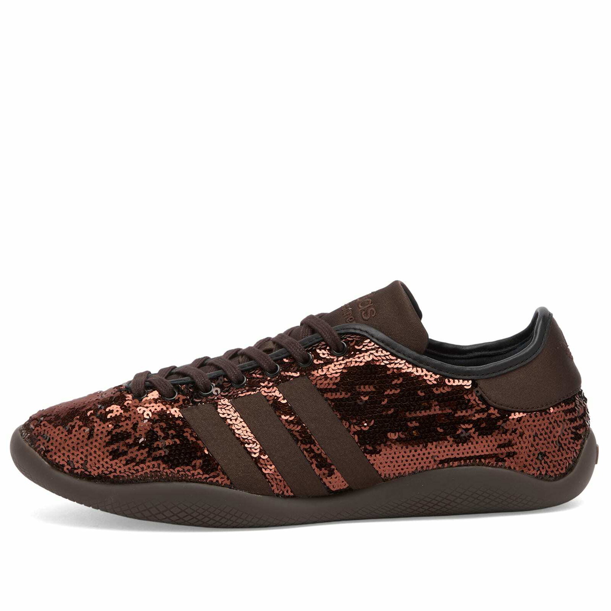 Adidas x Wales Bonner Karintha Sequin Sneaker in Dark Brown/Core Black