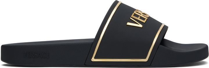 Photo: Versace Black & Gold Logo Pool Slides