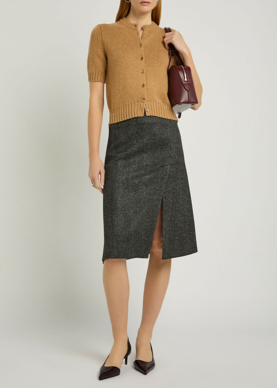 Stella Mccartney Herringbone Wool Knee-length Skirt Grey