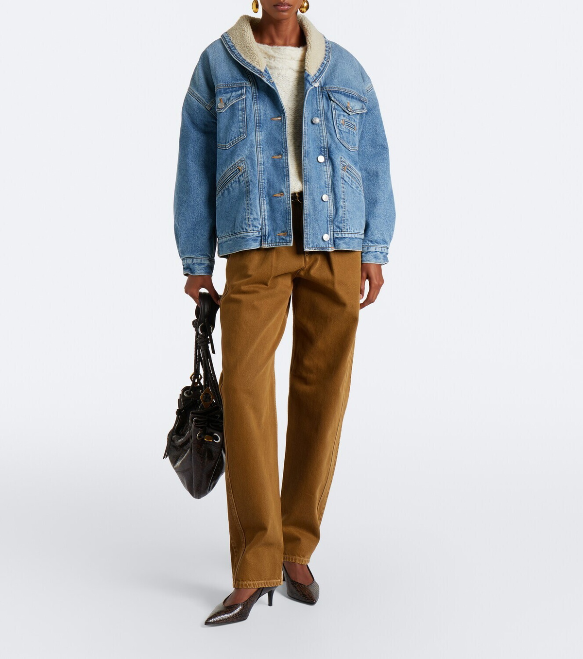 Isabel Marant Pimia fleece-trimmed denim jacket