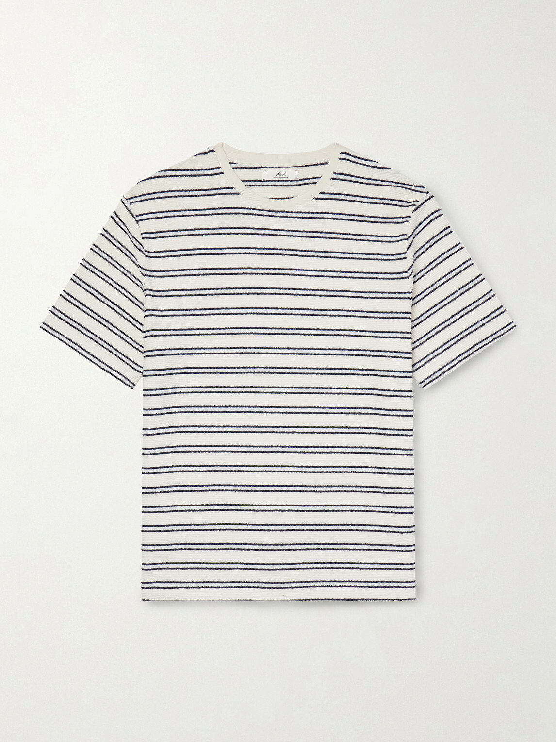 Mr P. - Striped Cotton Terry T-shirt - Blue